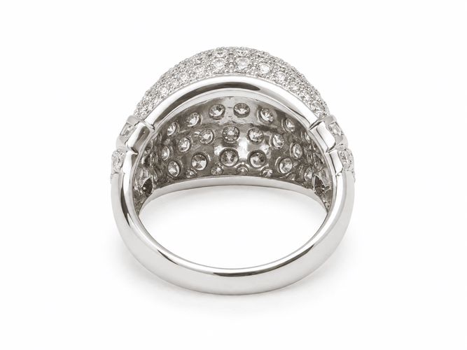 Bague 55 Bague vintage pavée de diamants 2,50 ct en or blanc 18 carats 58 Facettes 33841