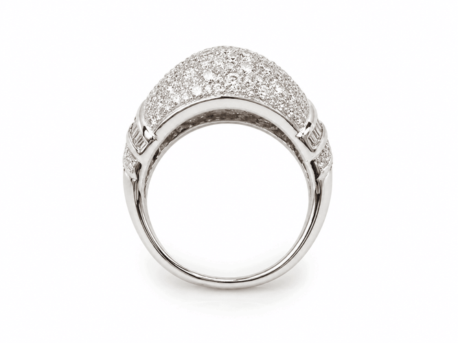 Bague 55 Bague vintage pavée de diamants 2,50 ct en or blanc 18 carats 58 Facettes 33841