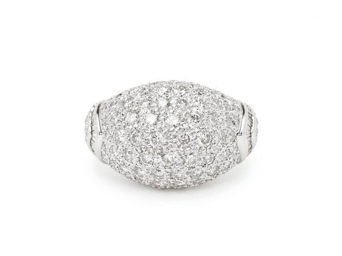 Bague 55 Bague vintage pavée de diamants 2,50 ct en or blanc 18 carats 58 Facettes 33841