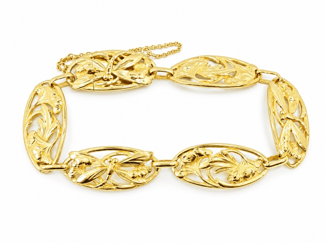 Bracelet Bracelet Art Nouveau en or jaune 18 carats 58 Facettes 33840