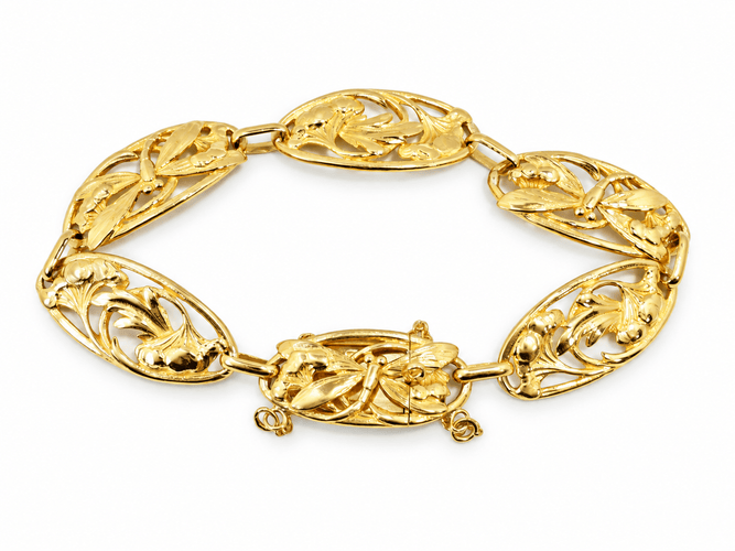 Bracelet Bracelet Art Nouveau en or jaune 18 carats 58 Facettes 33840