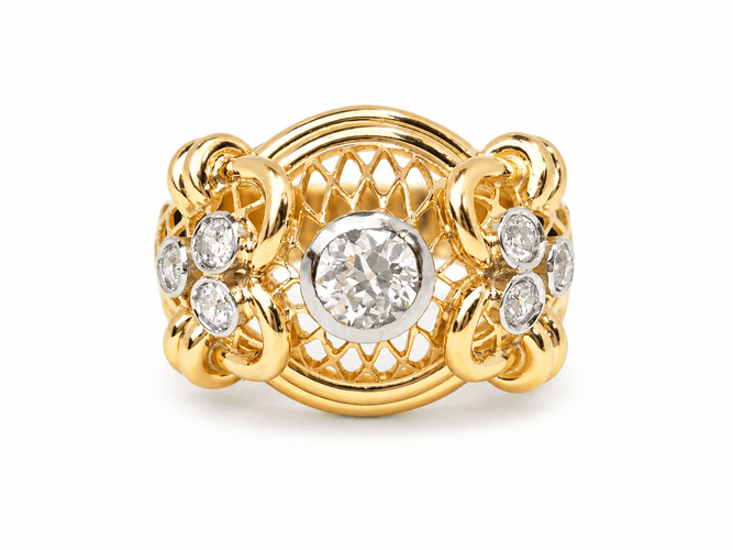 Bague 59 Bague Tank ancienne en or jaune 18 ct, diamant 0,50 ct 58 Facettes 33837