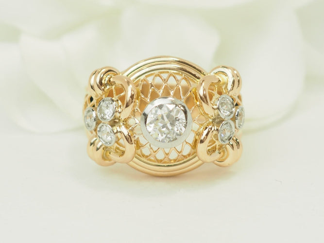Bague 59 Bague Tank ancienne en or jaune 18 ct, diamant 0,50 ct 58 Facettes 33837