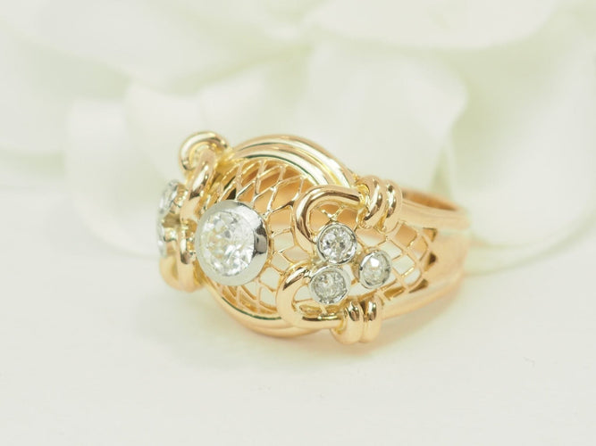 Bague 59 Bague Tank ancienne en or jaune 18 ct, diamant 0,50 ct 58 Facettes 33837