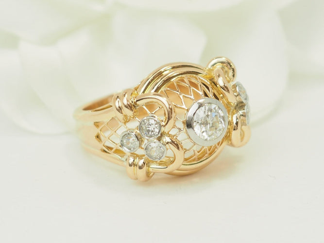 Bague 59 Bague Tank ancienne en or jaune 18 ct, diamant 0,50 ct 58 Facettes 33837