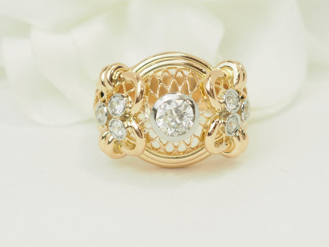 Bague 59 Bague Tank ancienne en or jaune 18 ct, diamant 0,50 ct 58 Facettes 33837