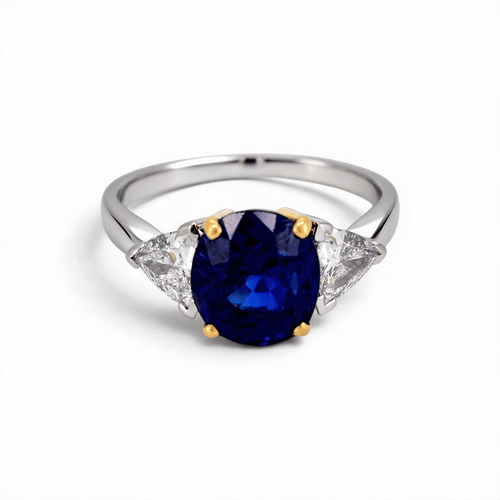 Bague 54 Bague trilogy en or 18k, saphir de Madagascar et diamants 58 Facettes RI-1072