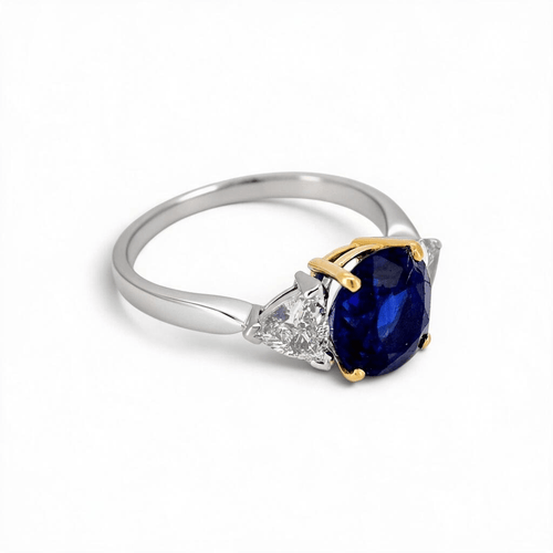 Bague 54 Bague trilogy en or 18k, saphir de Madagascar et diamants 58 Facettes RI-1072