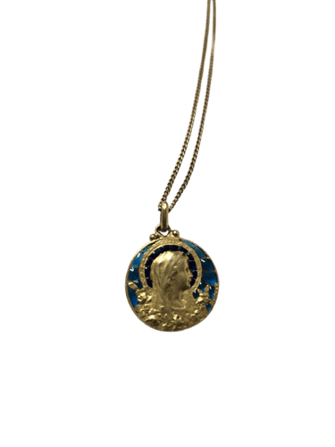 Pendentif Becker - Médaille Art nouveau en or jaune et émail plique-à-jour 58 Facettes Pendentif-07