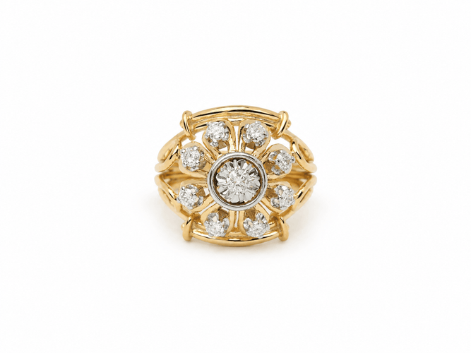 Bague 49 Bague Tank années 1940 en or jaune, platine et diamants 58 Facettes 33838