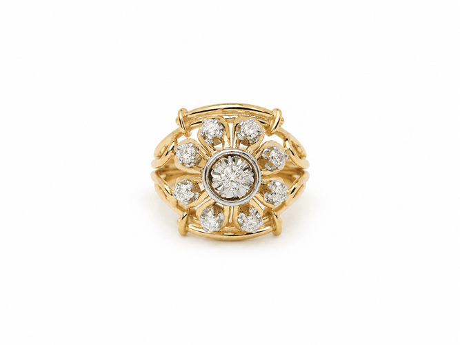 Bague 49 Bague Tank années 1940 en or jaune, platine et diamants 58 Facettes 33838