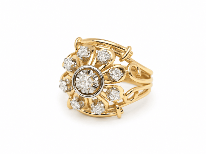 Bague 49 Bague Tank années 1940 en or jaune, platine et diamants 58 Facettes 33838