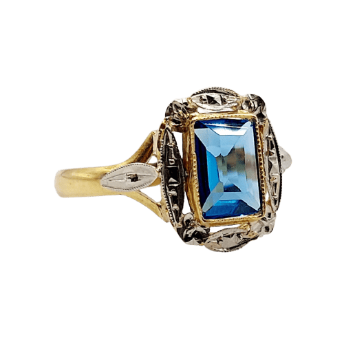 Bague 51.5 Bague Art déco en or 18k avec pierre bleue, vers 1920 58 Facettes A07157
