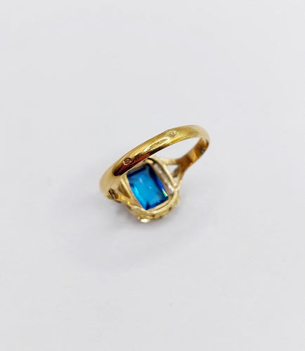 Bague 51.5 Bague Art déco en or 18k avec pierre bleue, vers 1920 58 Facettes A07157