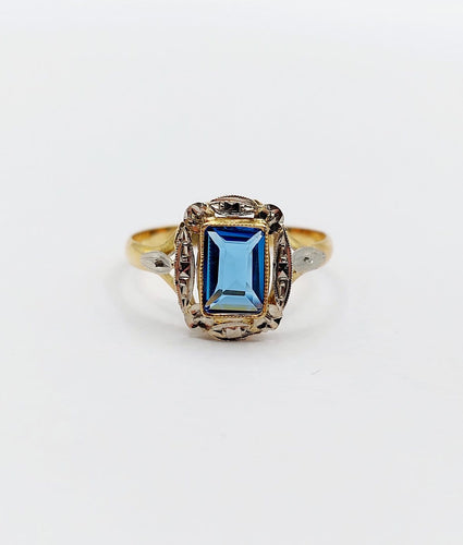 Bague 51.5 Bague Art déco en or 18k avec pierre bleue, vers 1920 58 Facettes A07157
