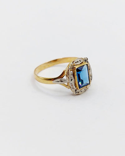 Bague 51.5 Bague Art déco en or 18k avec pierre bleue, vers 1920 58 Facettes A07157