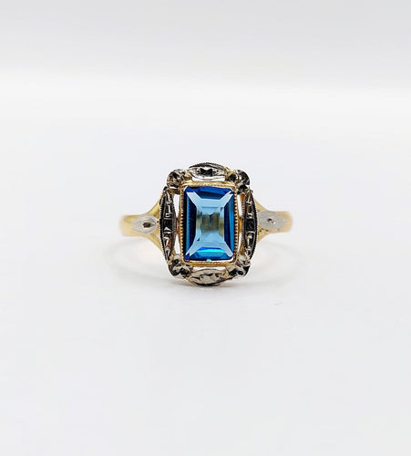 Bague 51.5 Bague Art déco en or 18k avec pierre bleue, vers 1920 58 Facettes A07157