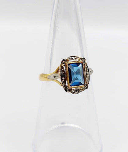 Bague 51.5 Bague Art déco en or 18k avec pierre bleue, vers 1920 58 Facettes A07157