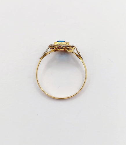 Bague 51.5 Bague Art déco en or 18k avec pierre bleue, vers 1920 58 Facettes A07157