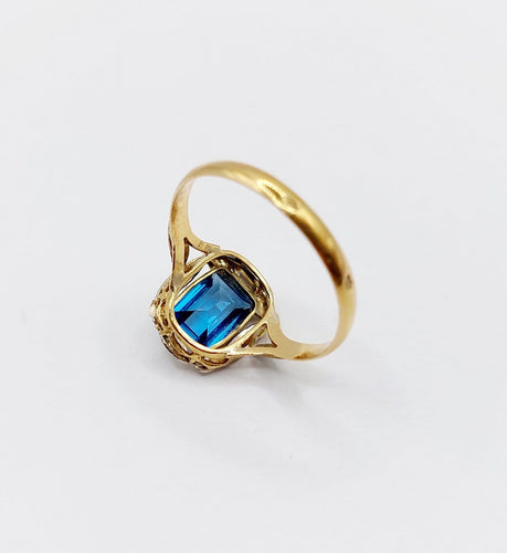 Bague 51.5 Bague Art déco en or 18k avec pierre bleue, vers 1920 58 Facettes A07157
