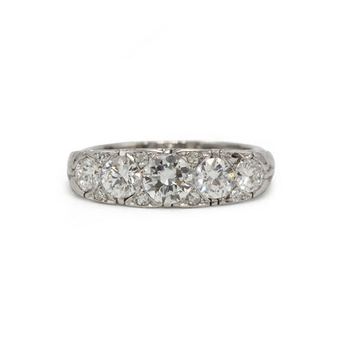 Bague 53 Bague jarretière Art déco en platine 950 et diamants 58 Facettes SA084