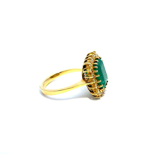 Bague 54 Bague cocktail en or jaune, émeraude colombienne et diamants 58 Facettes 50527