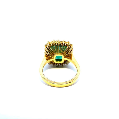 Bague 54 Bague cocktail en or jaune, émeraude colombienne et diamants 58 Facettes 50527