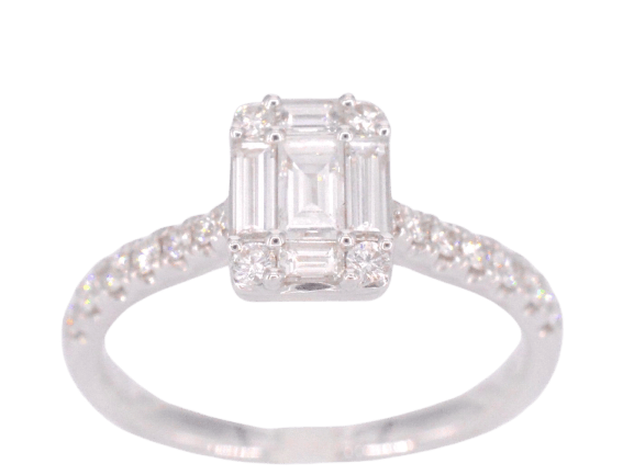 Bague 53 Bague cluster diamants taille baguette et brillant 58 Facettes 1022