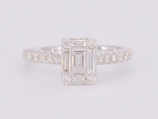 Bague 53 Bague cluster diamants taille baguette et brillant 58 Facettes 1022