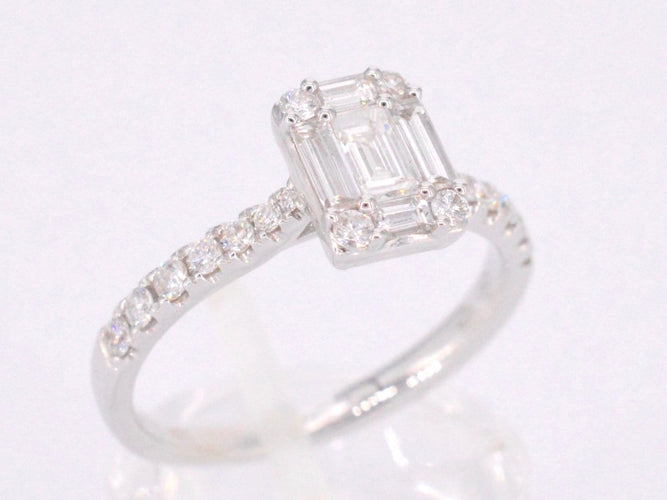 Bague 53 Bague cluster diamants taille baguette et brillant 58 Facettes 1022