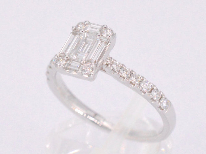 Bague 53 Bague cluster diamants taille baguette et brillant 58 Facettes 1022