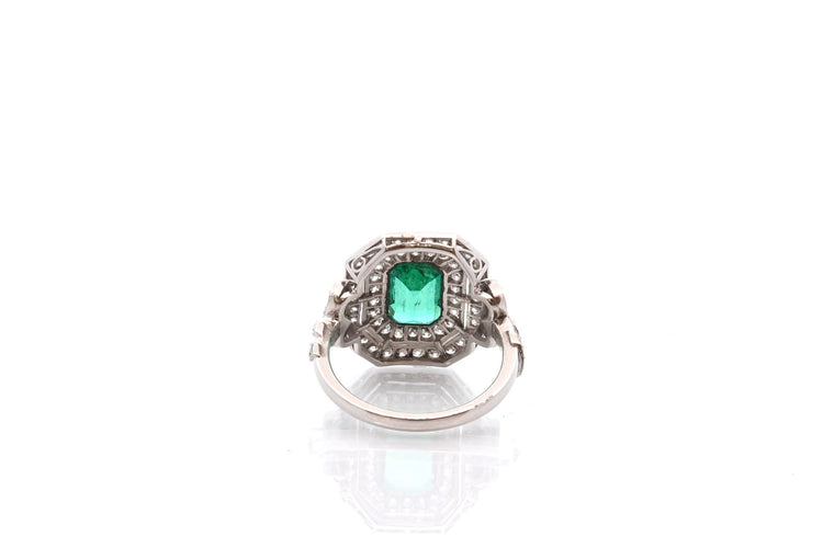 Bague 53 Bague en platine avec émeraude 1,70 ct et diamants 0,80 ct 58 Facettes 26871-26634