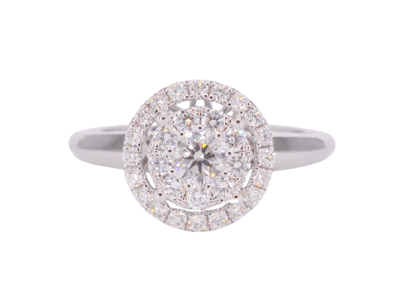 Bague 53 Bague halo en or blanc sertie de diamants 58 Facettes 1024