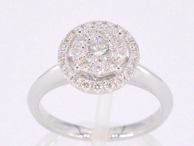 Bague 53 Bague halo en or blanc sertie de diamants 58 Facettes 1024