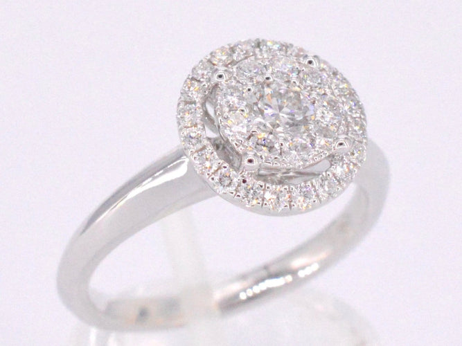 Bague 53 Bague halo en or blanc sertie de diamants 58 Facettes 1024