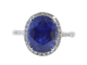 Bague 53 Bague halo en or blanc, diamants et saphir 58 Facettes 1026