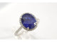Bague 53 Bague halo en or blanc, diamants et saphir 58 Facettes 1026