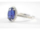 Bague 53 Bague halo en or blanc, diamants et saphir 58 Facettes 1026