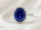 Bague 53 Bague halo en or blanc, diamants et saphir 58 Facettes 1026