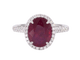 Bague 53 Bague halo en or blanc, diamants et rubis 58 Facettes 1027