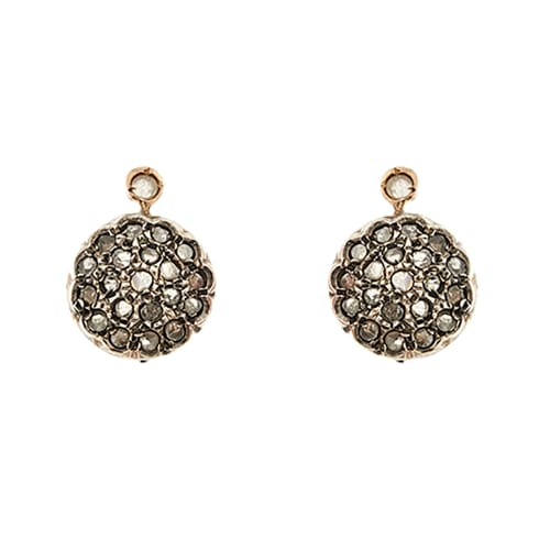 Boucles d'oreilles Boucles d’oreilles rondes en or rose 14 kt et argent, diamants 58 Facettes 36647