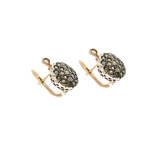 Boucles d'oreilles Boucles d’oreilles rondes en or rose 14 kt et argent, diamants 58 Facettes 36647
