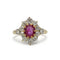 Bague 52 Bague marguerite ancienne en or 18k et platine, diamants et rubis birman non chauffé 58 Facettes SA086