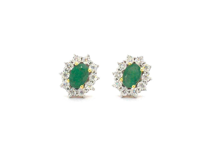 Boucles d'oreilles Boucles d'oreilles en or 14k, émeraudes et diamants naturels 58 Facettes 2370