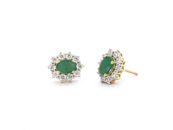 Boucles d'oreilles Boucles d'oreilles en or 14k, émeraudes et diamants naturels 58 Facettes 2370