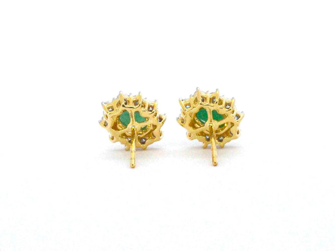 Boucles d'oreilles Boucles d'oreilles en or 14k, émeraudes et diamants naturels 58 Facettes 2370