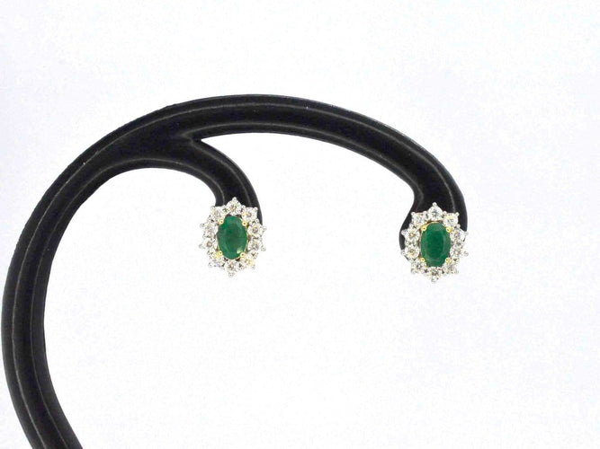Boucles d'oreilles Boucles d'oreilles en or 14k, émeraudes et diamants naturels 58 Facettes 2370
