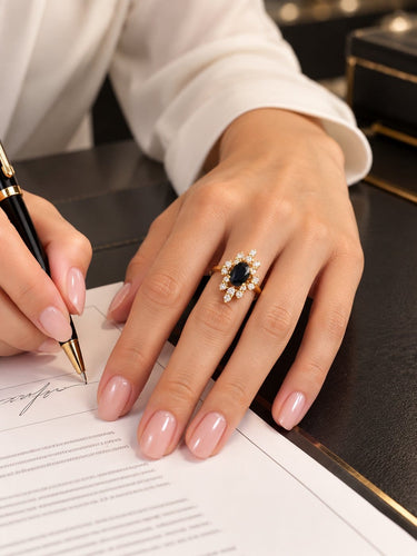Bague 54 Bague halo saphir et diamants en or jaune 750 58 Facettes 50529