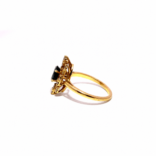 Bague 54 Bague halo saphir et diamants en or jaune 750 58 Facettes 50529