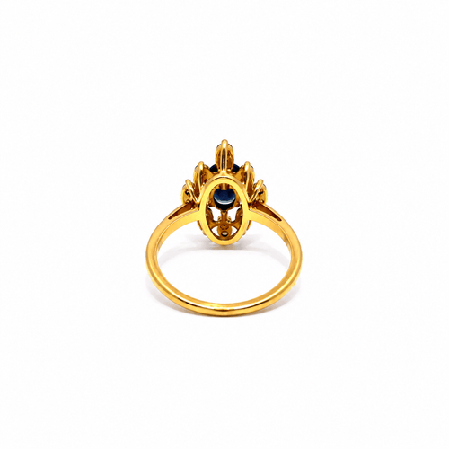 Bague 54 Bague halo saphir et diamants en or jaune 750 58 Facettes 50529